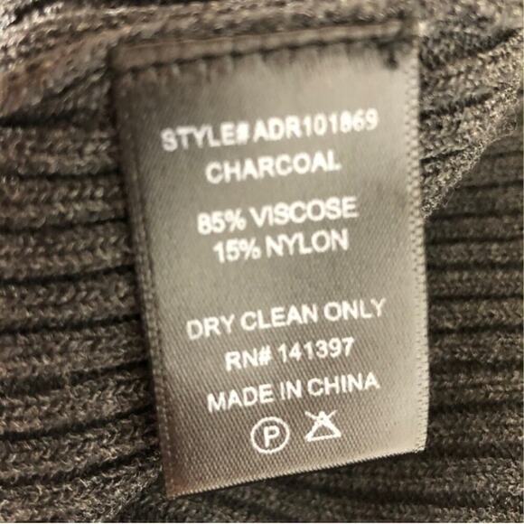 ASTR Sweater Dress Cold Shoulder Ribbed Mock Neck Midi Charcoal Gray NWT Large - Picture 8 of 10